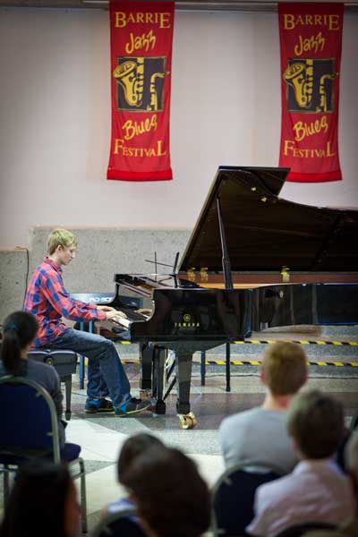 Jakob plays piano and Barrie Jazz & Blues Festival
