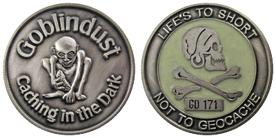 Goblindust glow-in-the-dark geocoin